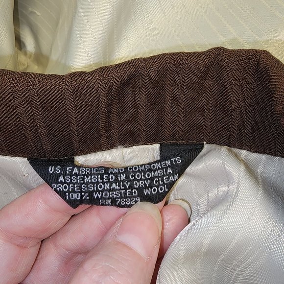 Men's Stephen Geoffrey 100% Worsted Wool Brown Striped Blazer Tux Jacket 48R - Picture 8 of 8